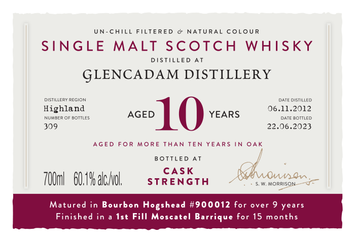 Glencadam 2012 label DRCC70